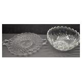 Fostoria Colony Handled Cake Plate & Cupped Bowl