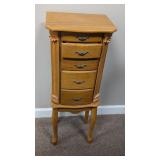 Oak Finish Jewelry Armoire