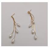 14k Freshwater Pearl Dangle Earrings
