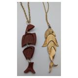 2 Large Jointed Fish Pendant Necklace Inc Napier