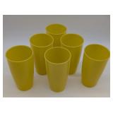 6 Vintage Sunshine Yellow Plastic Tumblers