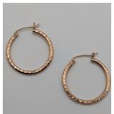 10k Yellow Gold Diamond Cut Hoop Earrings 1.1 Gram