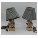 Pair of Vintage Chalkware Bride & Groom Lamps