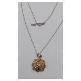 14K Snowflake Pendant 18' Chain 1.3 Grams