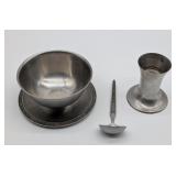 Mid Century Metal Server and Lily Cup Dispenser