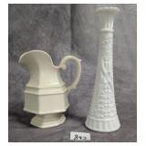 Milk Glass Vase & Ironstone Style Pitcher