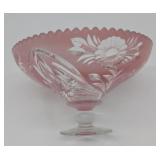 Pink Cut to Clear Compote