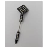 Art Deco Crystal & Bakelite? Brooch Missing Stones