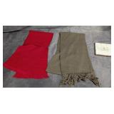 2 Scarves Inc Cashmere & Box of Embroidered Hankie