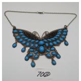 Turquoise Glass Butterfly Necklace