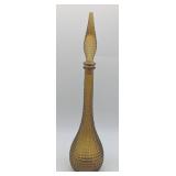 Mid Century Modern Amber Hobnail Decanter