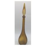 Mid Century Modern Amber Hobnail Decanter