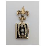 Coro Fleur De Lis Locket Brooch