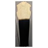 1970s Velvet & Gold Lace Palazzo Pant Jumper