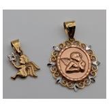 2 14k Cupid Pendants 2.3 Grams