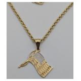 14K Flag Pendant with 18' Chain 3.1 Grams