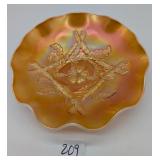 Dugan Peach Opal Apple Blossom Ruffled Bowl