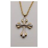 10k Cross Pendant w/ 20' Chain, 4 Grams