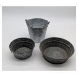 Small Galvanized Tubs & Pail