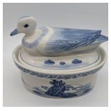 Blue & White Bird On Nest Casserole
