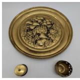 Brass Plate, Stamp Dispenser & Tea Light Holder