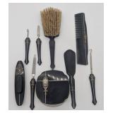 Art Deco Black & Silver Dresser Set