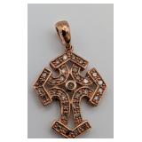 10k Rose Gold Diamond Cross Pendant 2.7 Grams