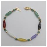 14K Colors of Jade Beaded 7' Bracelet