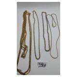4 Long Gold Tone Necklaces