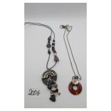 2 Circle Disk Pendant Necklaces