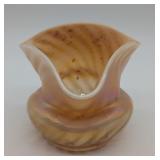 Dugan Pinched Swirl Tricorner Vase Peach Opal