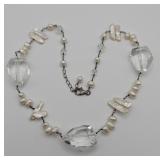 Sterling, Crystal and Freshwater Pearl 20' Necklac