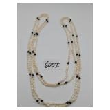Long Freshwater Pearl & Onyx Bead Necklace