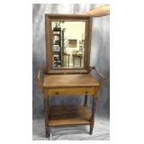 Antique Wash Stand w/ Towel Bar Sides & Mirror
