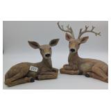 Plastic Doe and Buck Deer Figurines