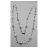 Sterling Necklace w/ Crystals & Faux Pearls