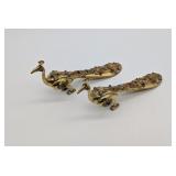 Two Jeweled Brass Peacock Figurines