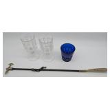 Broken Pillar Goblets, Cobalt Tumbler, Shoe Horn