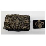 Gold Embroidered Black Purse & Wallet