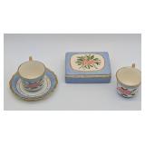 Cumbow Hand Painted Cup, Saucer & Trinket Box