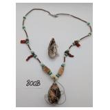 Wire Wrapped Pendant Necklace & Geode Pendant