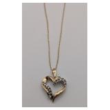 10k Diamond Heart Pendant on 18' Chain 2.8 Grams