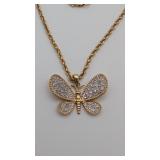 14K Diamond Butterfly Pendant 16' Chain 4.3 Grams