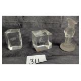 3 Crystal Paperweights Inc Hummel
