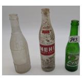 3 Vintage Soda Bottles