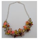 Sterling and Art Glass Bead Necklace 18'