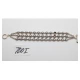 Sterling & Pearl Bracelet, Lacking 3 Stones