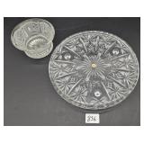 Russian Lead Crystal Cake Plate & Bowl