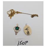 Two Vintage Pendants & 2 Gold Filled Necklaces