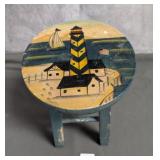 Lighthouse Painted Small Stool